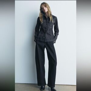 TOPSTITCH DENIM SHIRT AND PANTS MATCHING SET